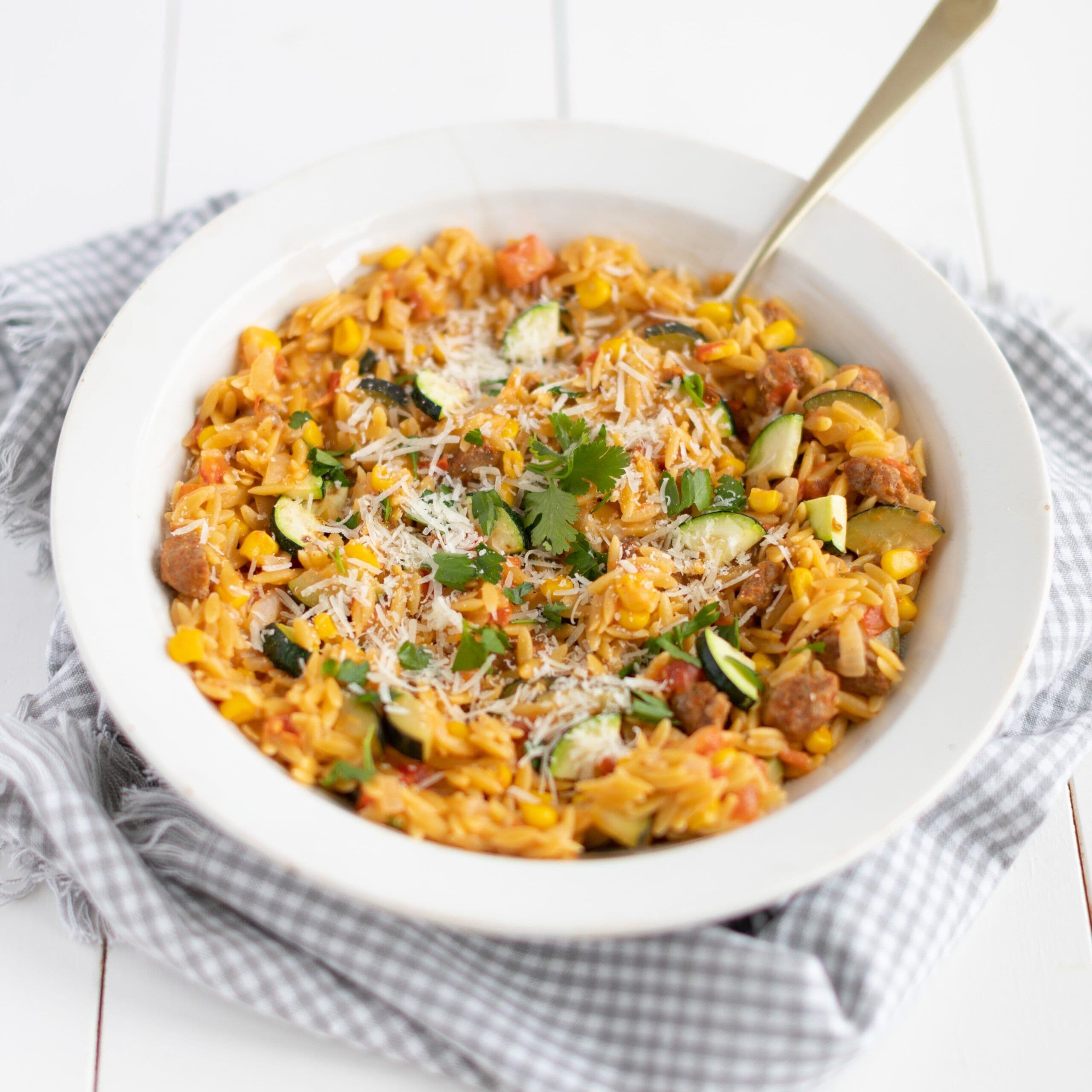 One Pot Chorizo Orzo banner image