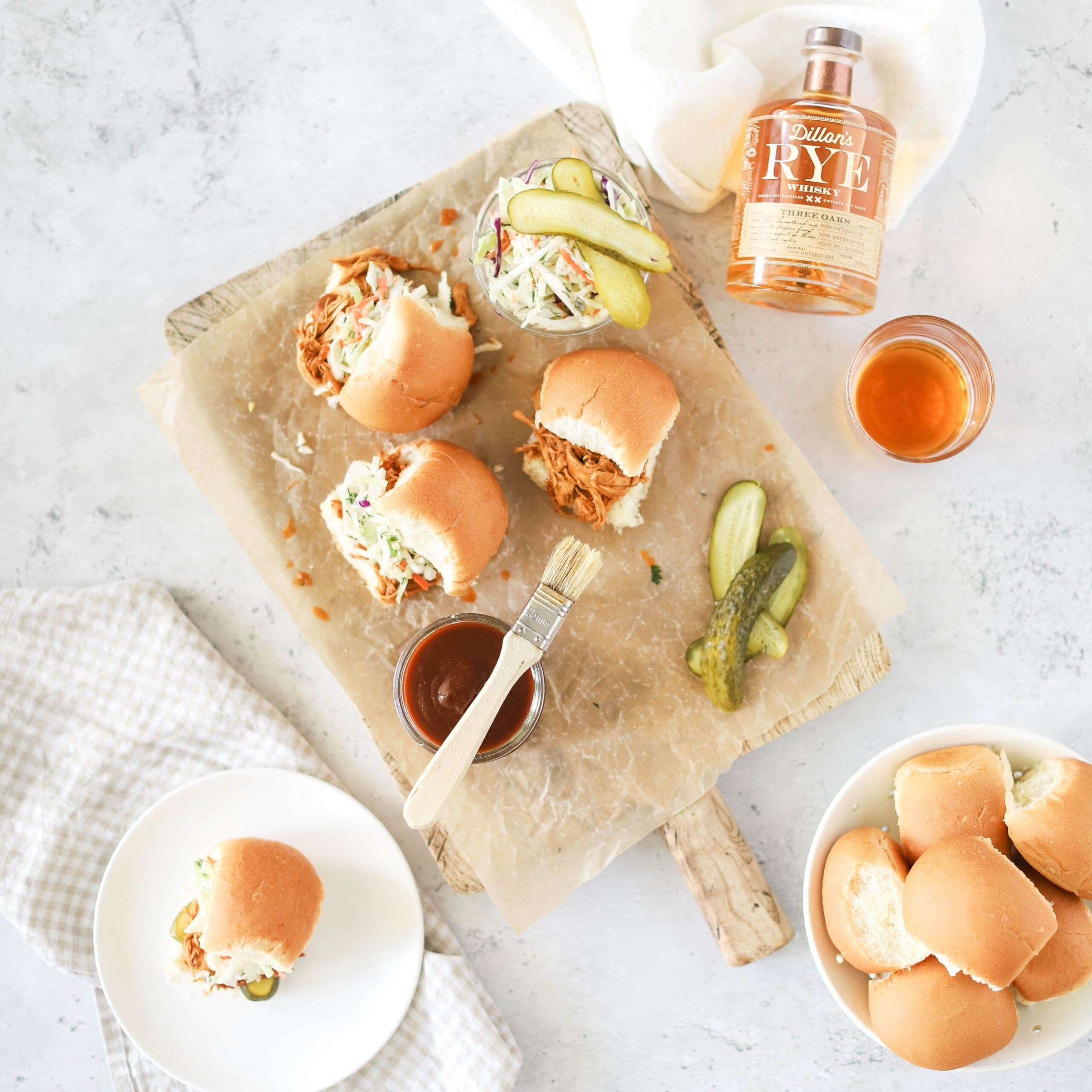Whiskey BBQ Chicken Crockpot Sliders banner image