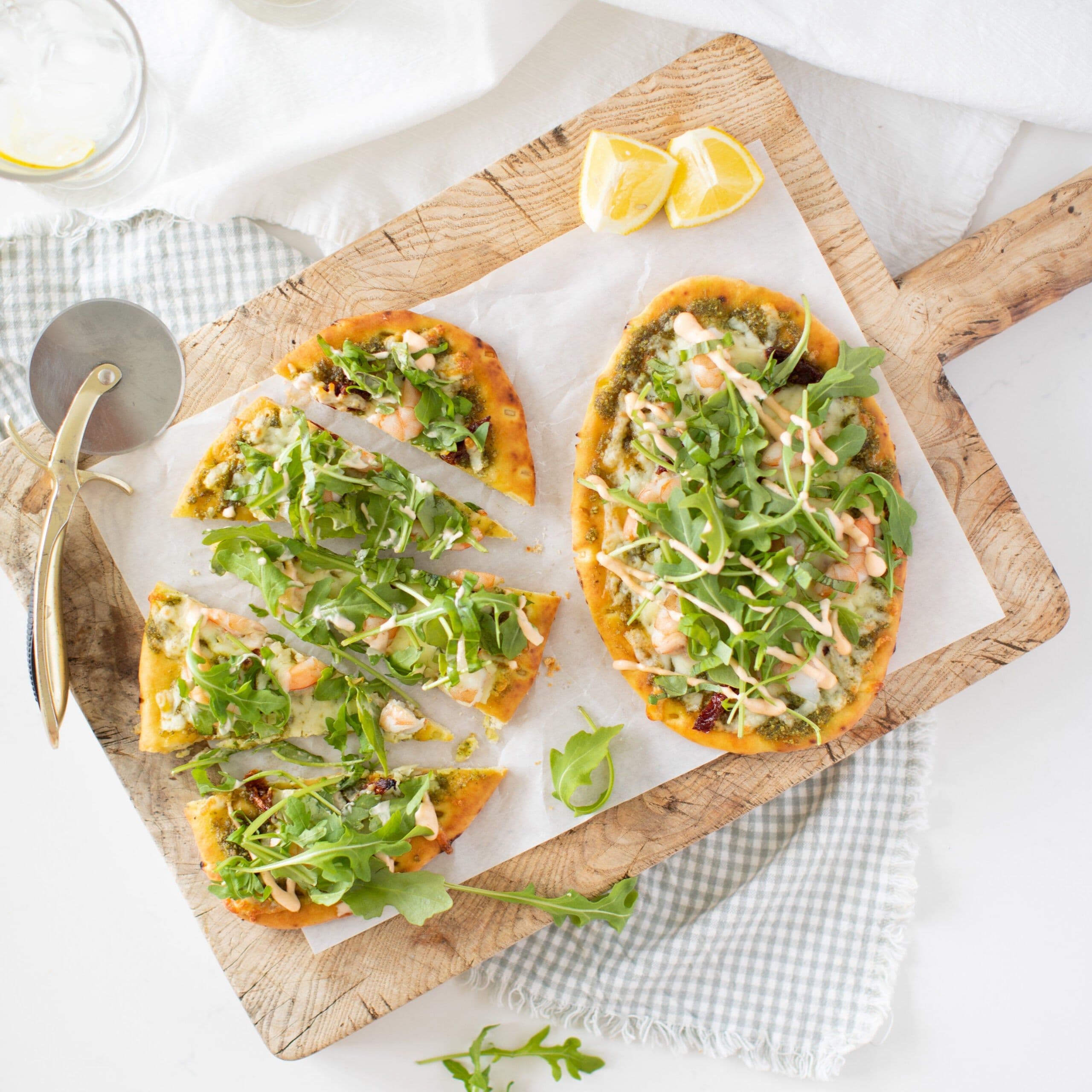 Pesto Shrimp Flatbread banner image