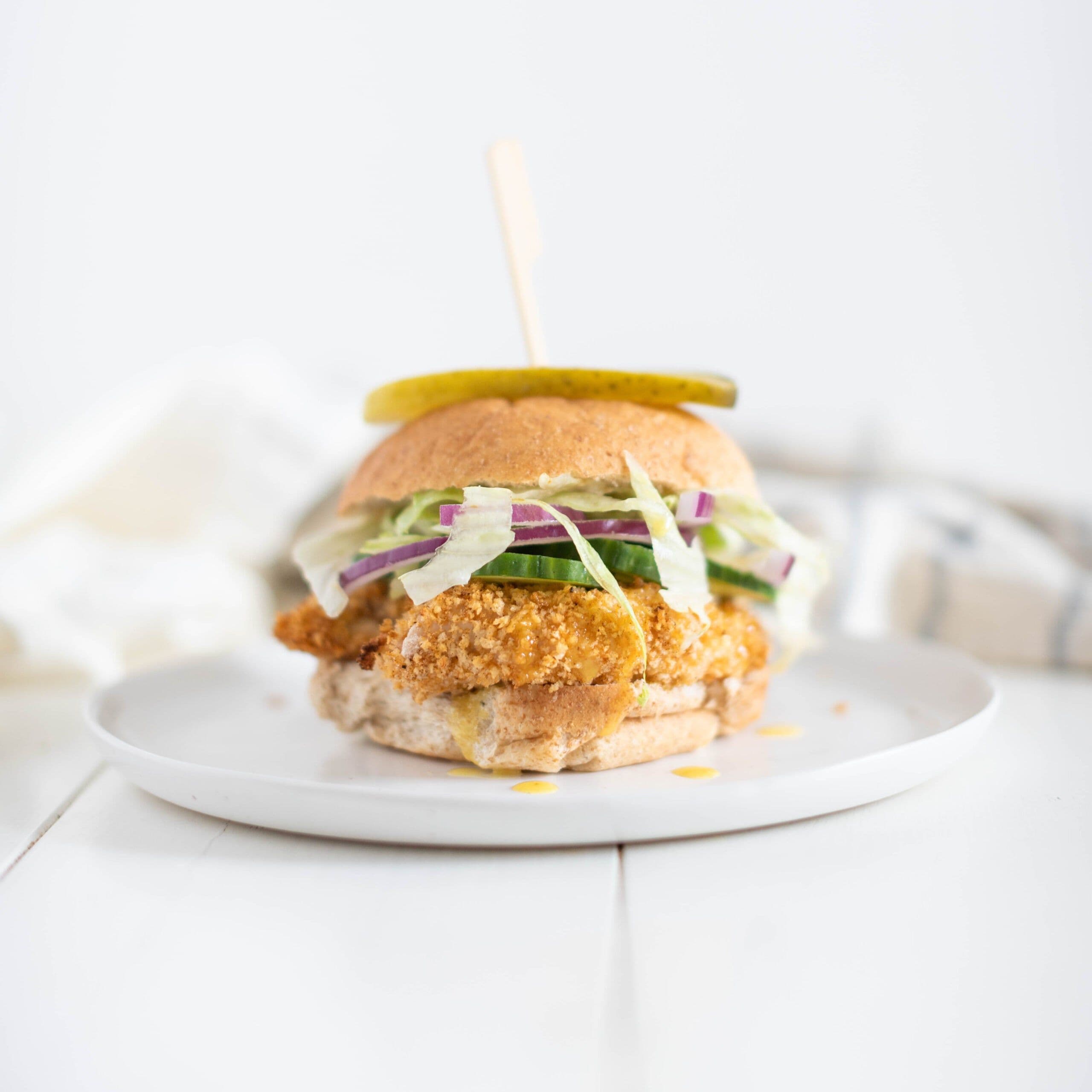 Air Fryer Honey Mustard Chicken Burgers banner image