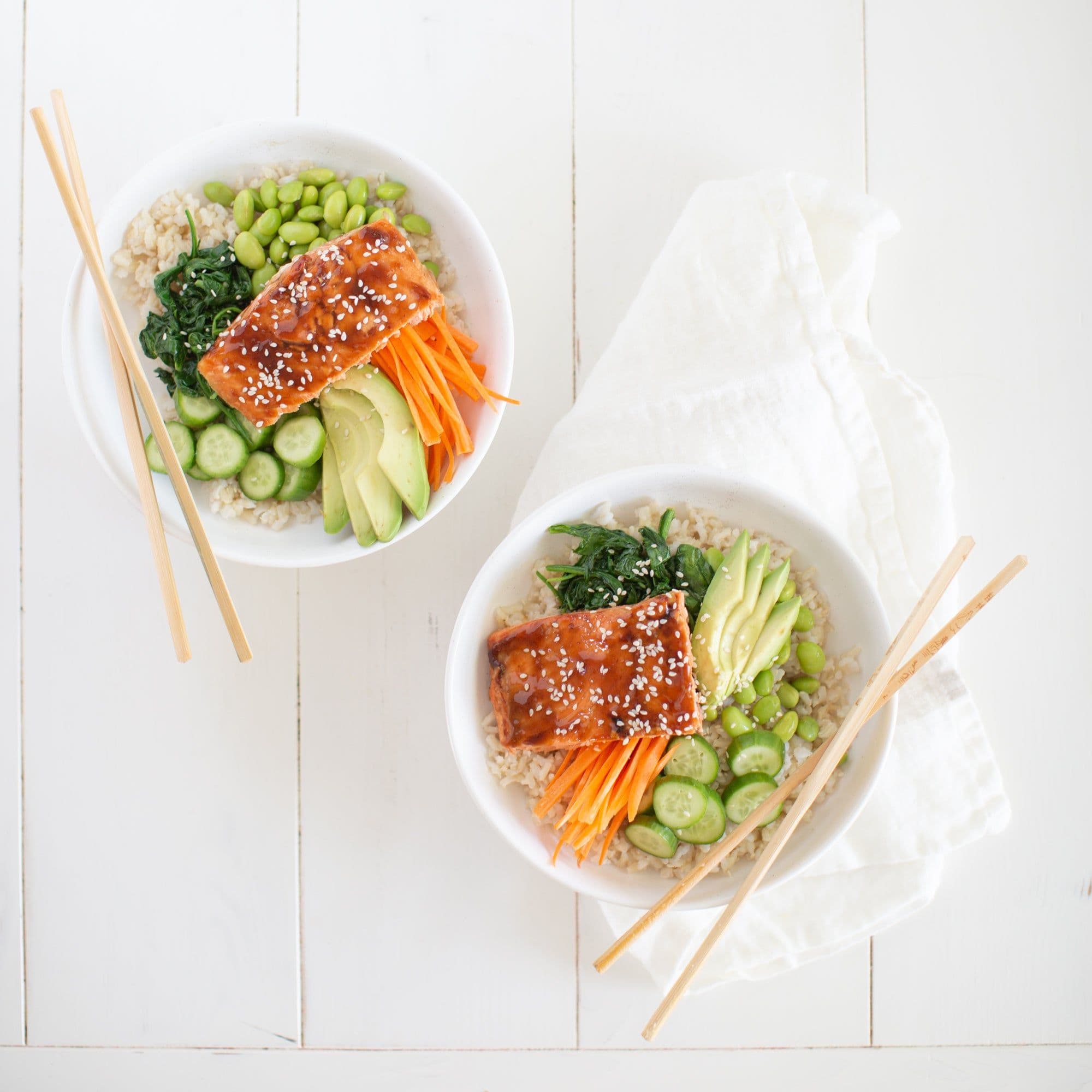 Teriyaki Salmon Rice Bowls banner image