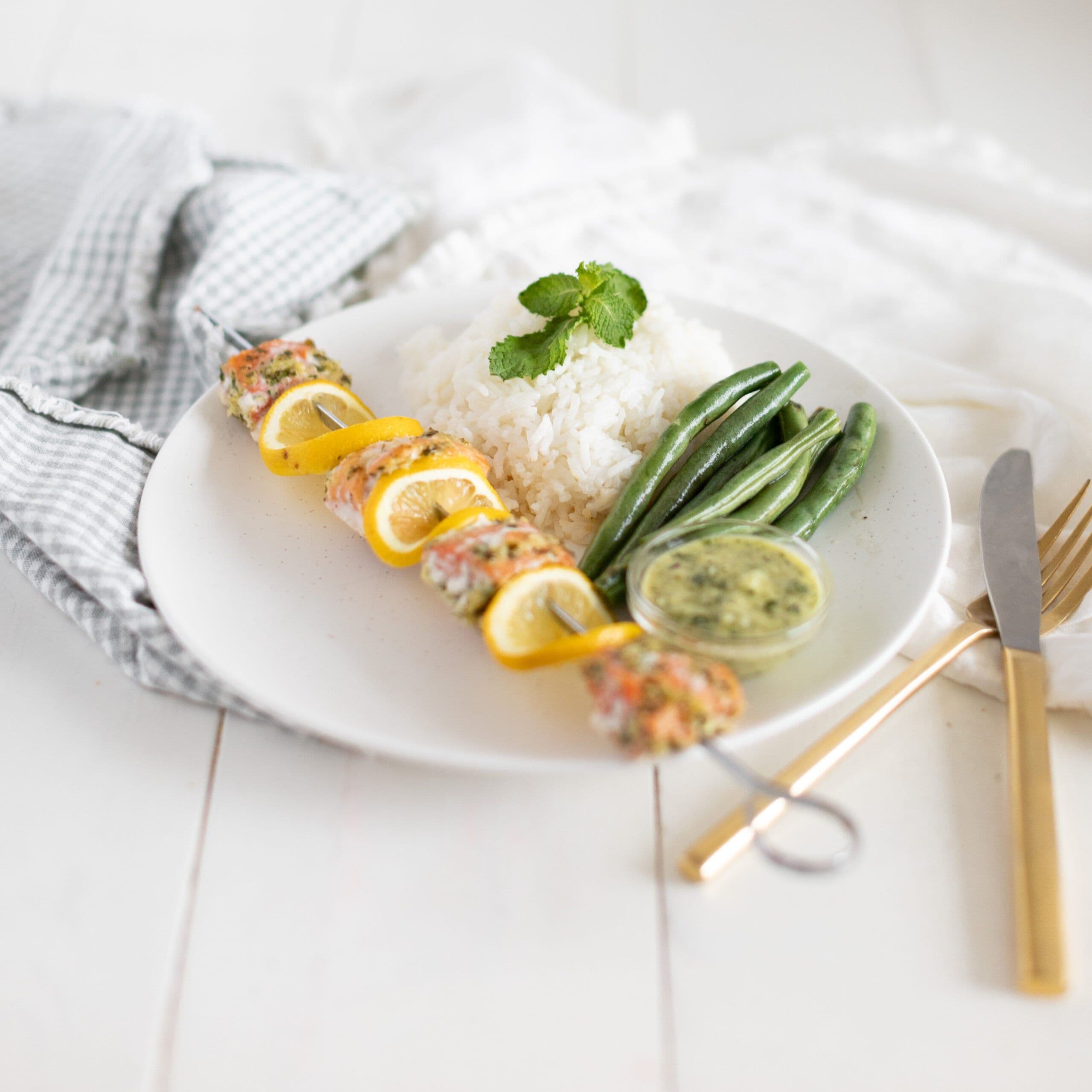 Salmon Skewers with Herbed Vinaigrette banner image