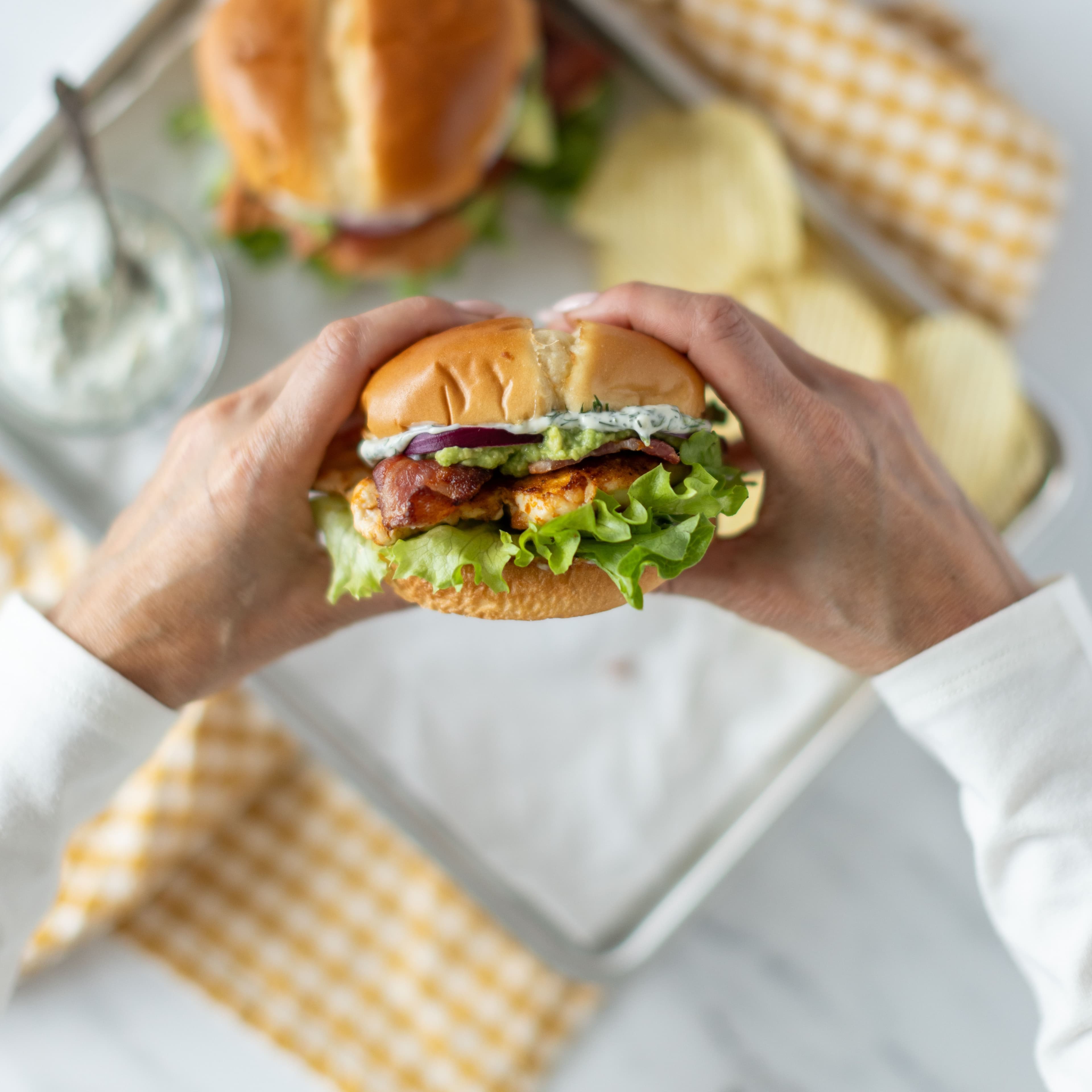 Grilled Bacon Avocado Chicken Burgers banner image