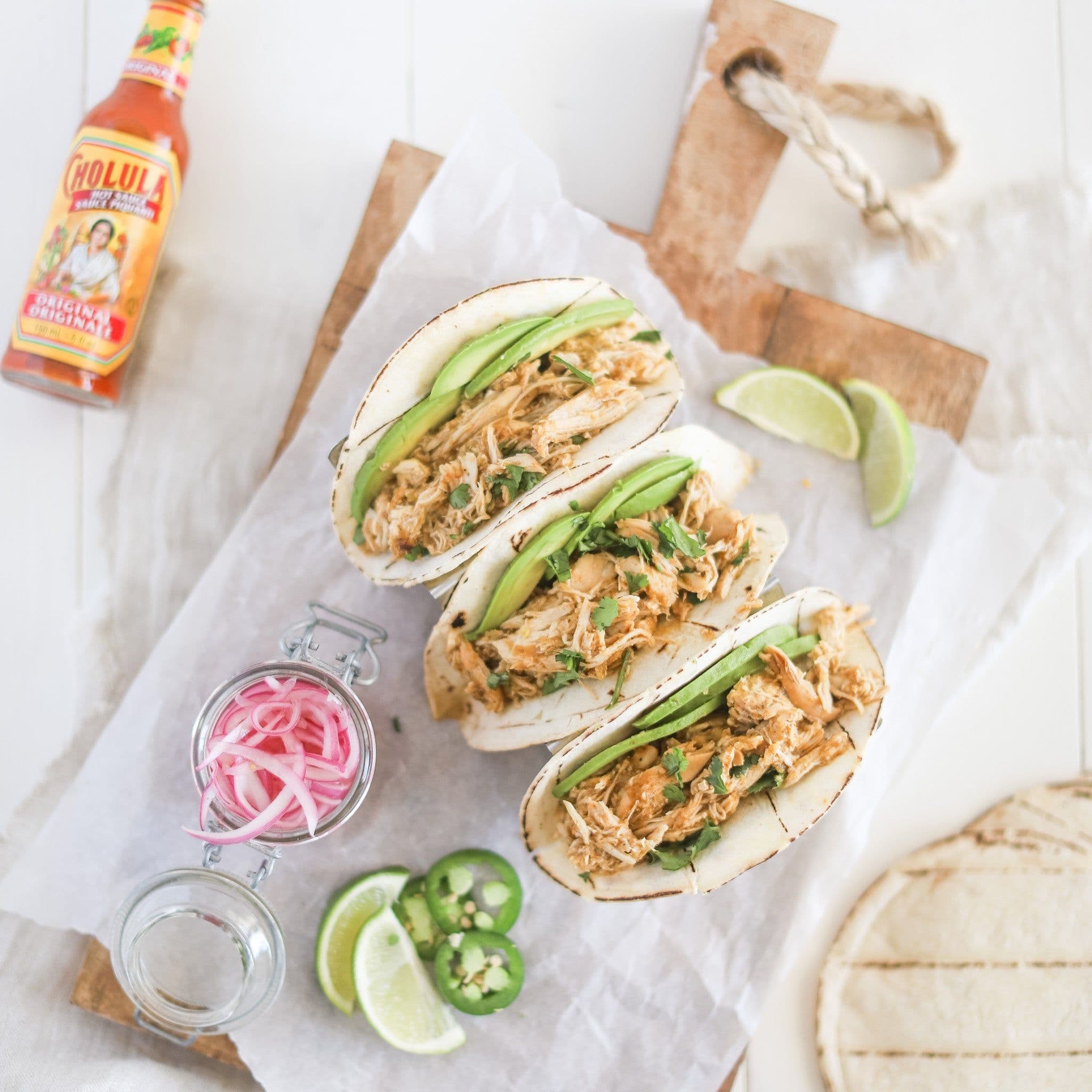 Slow Cooker Salsa Verde Chicken Tacos banner image