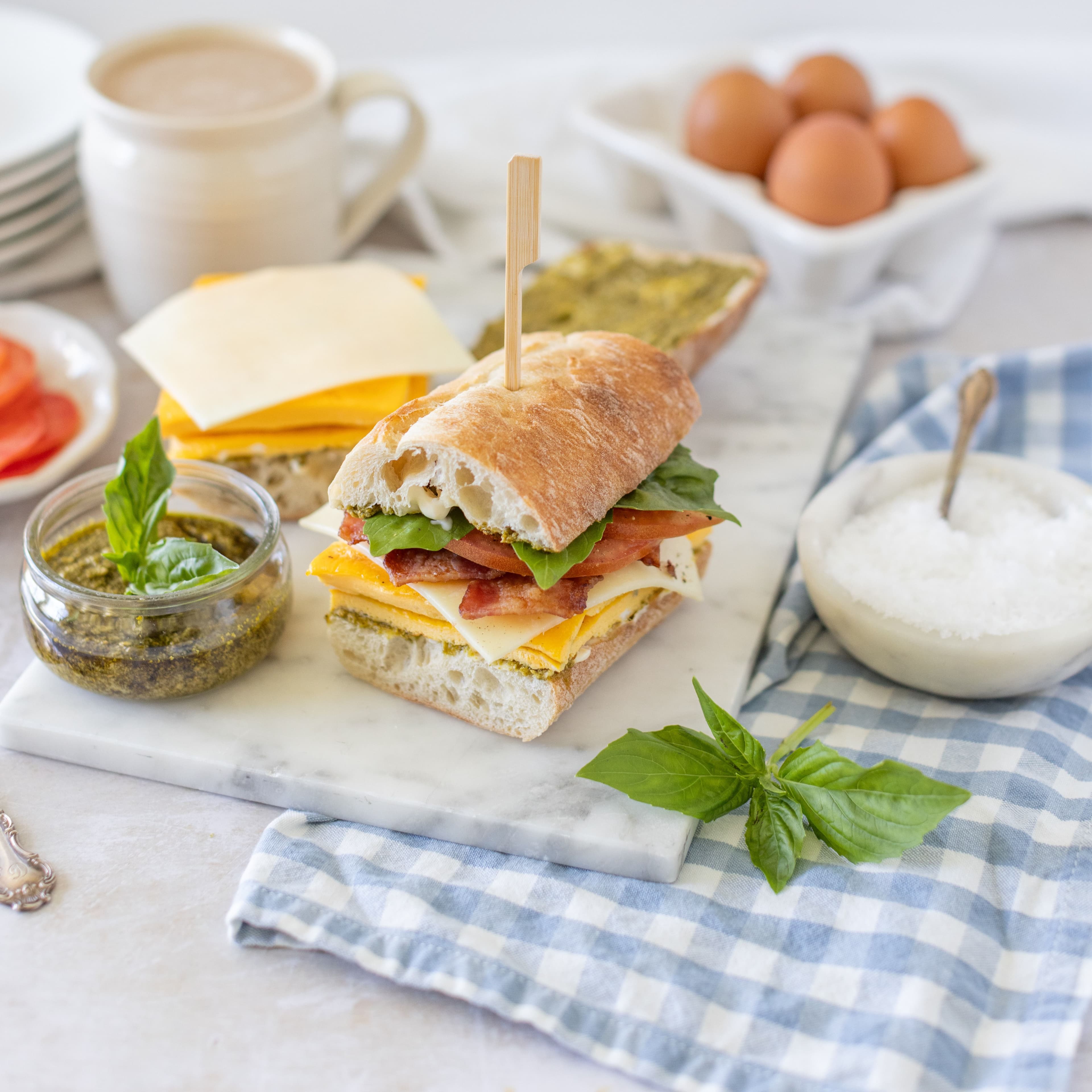 Pesto Mozzarella Breakfast Sandwiches banner image