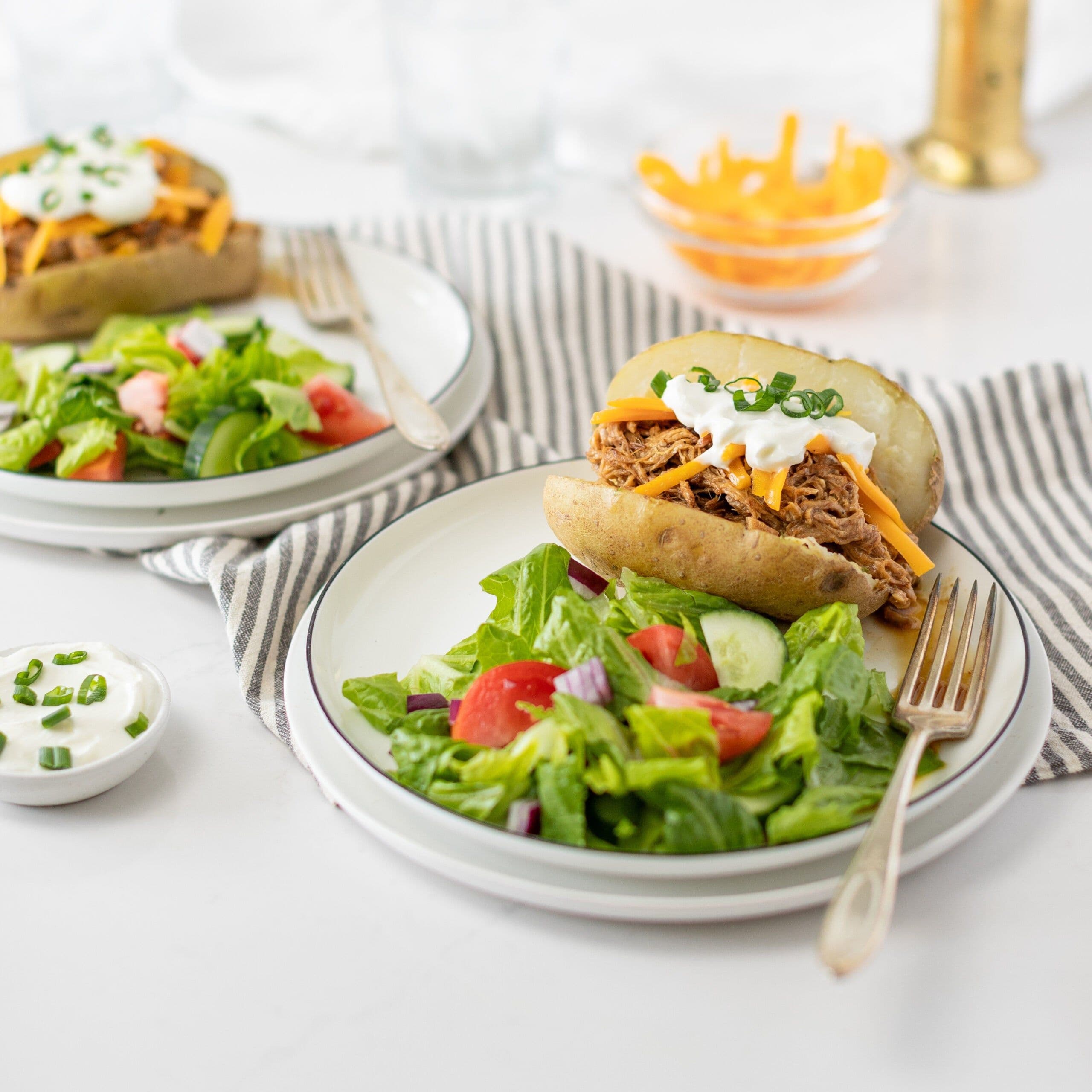 Slow Cooker Pulled Pork Baked Potatoes banner image