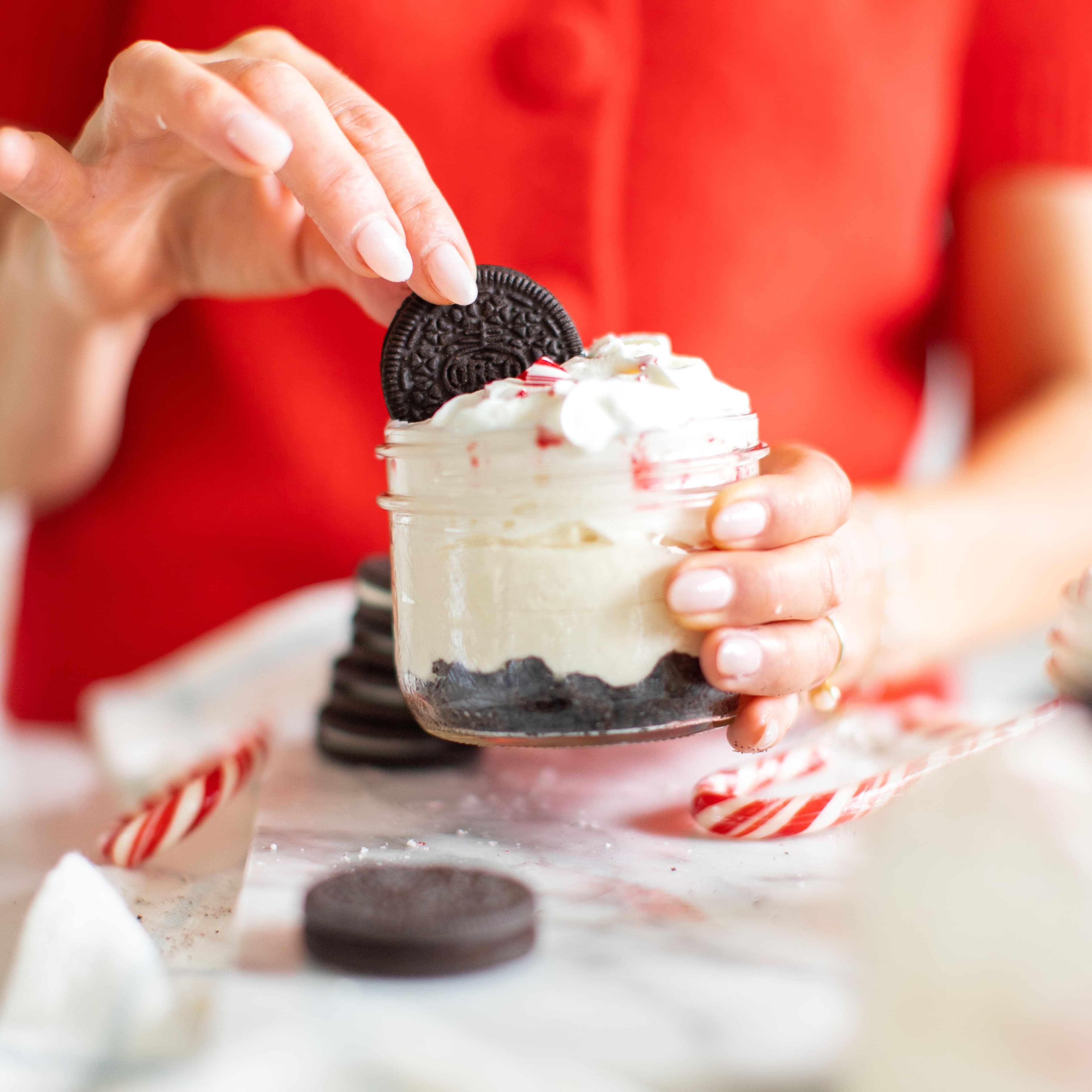Peppermint Oreo Cheesecake Jars banner image