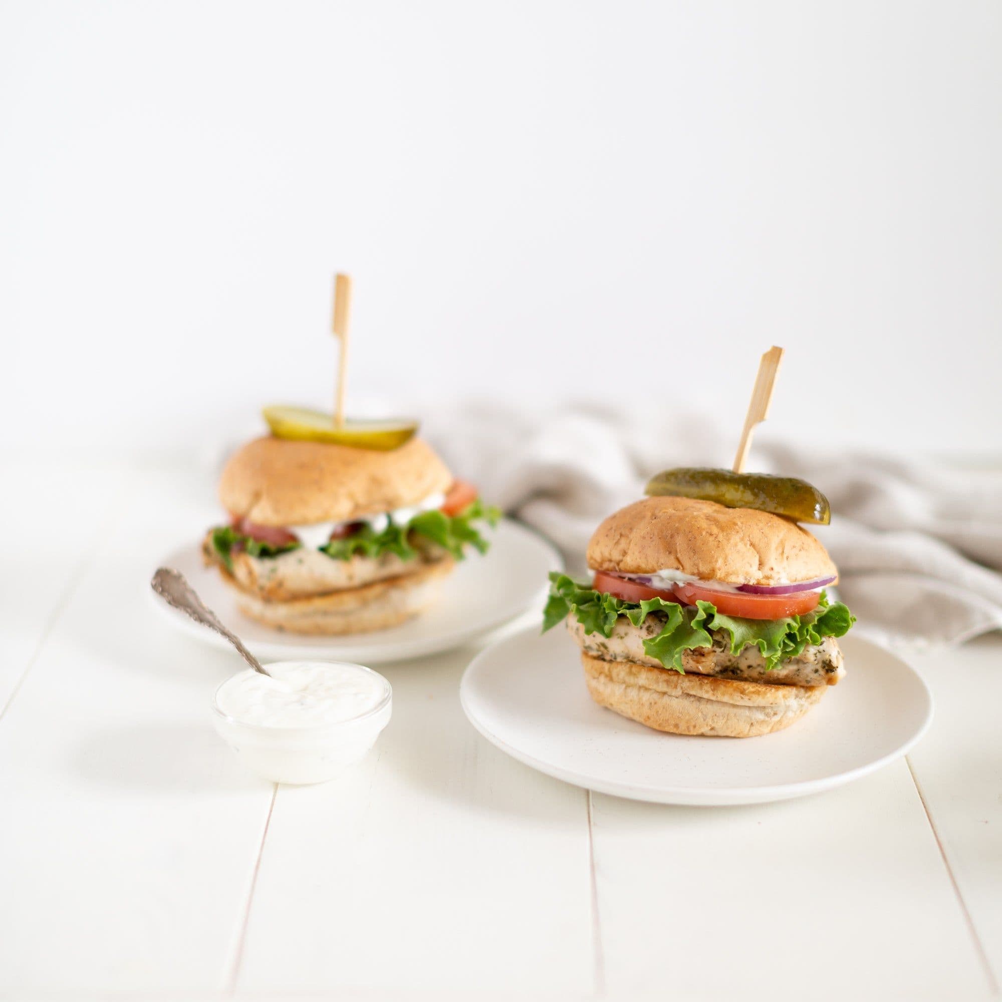 Greek Chicken Burgers & Oven Fries banner image