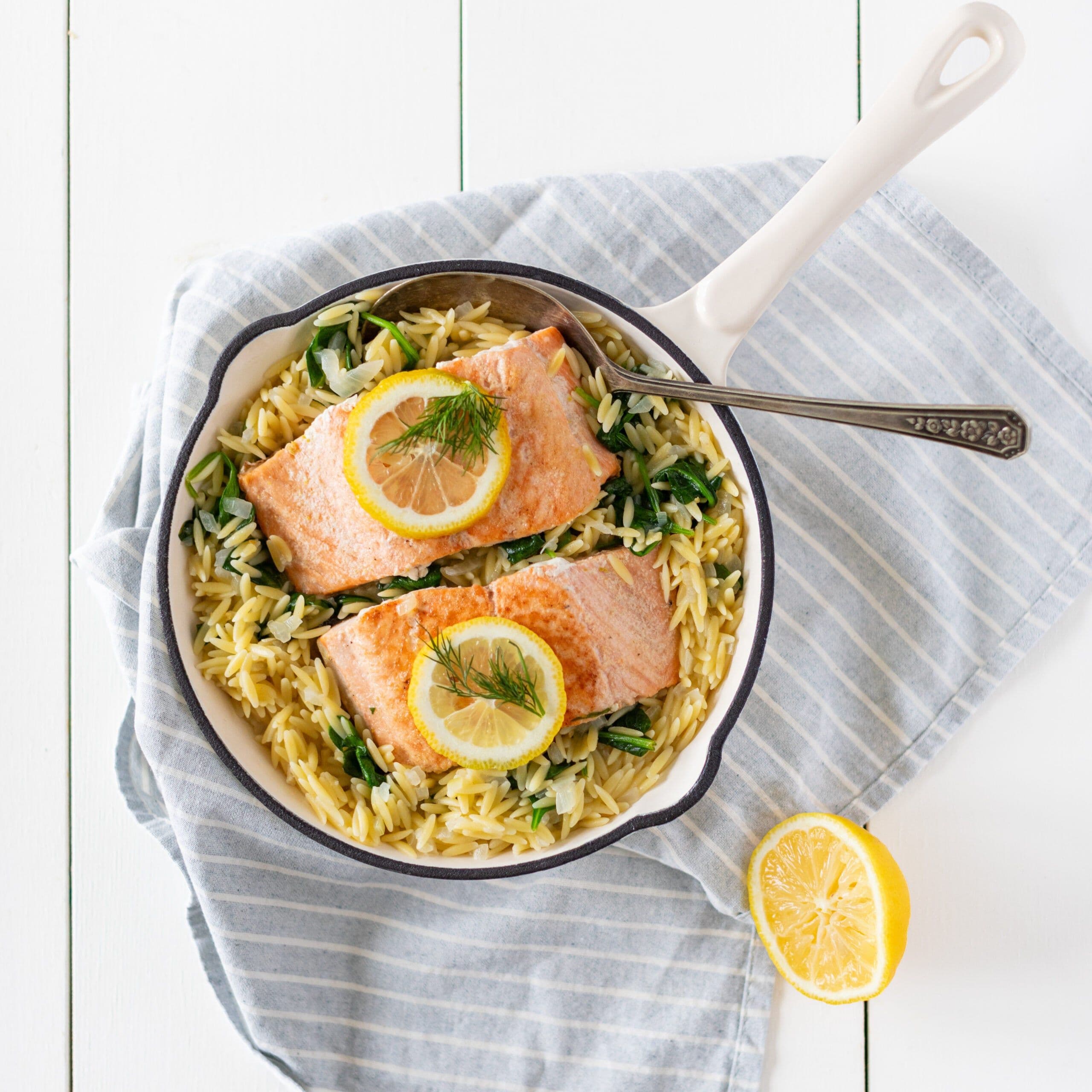 One Pan Lemon Orzo & Salmon banner image