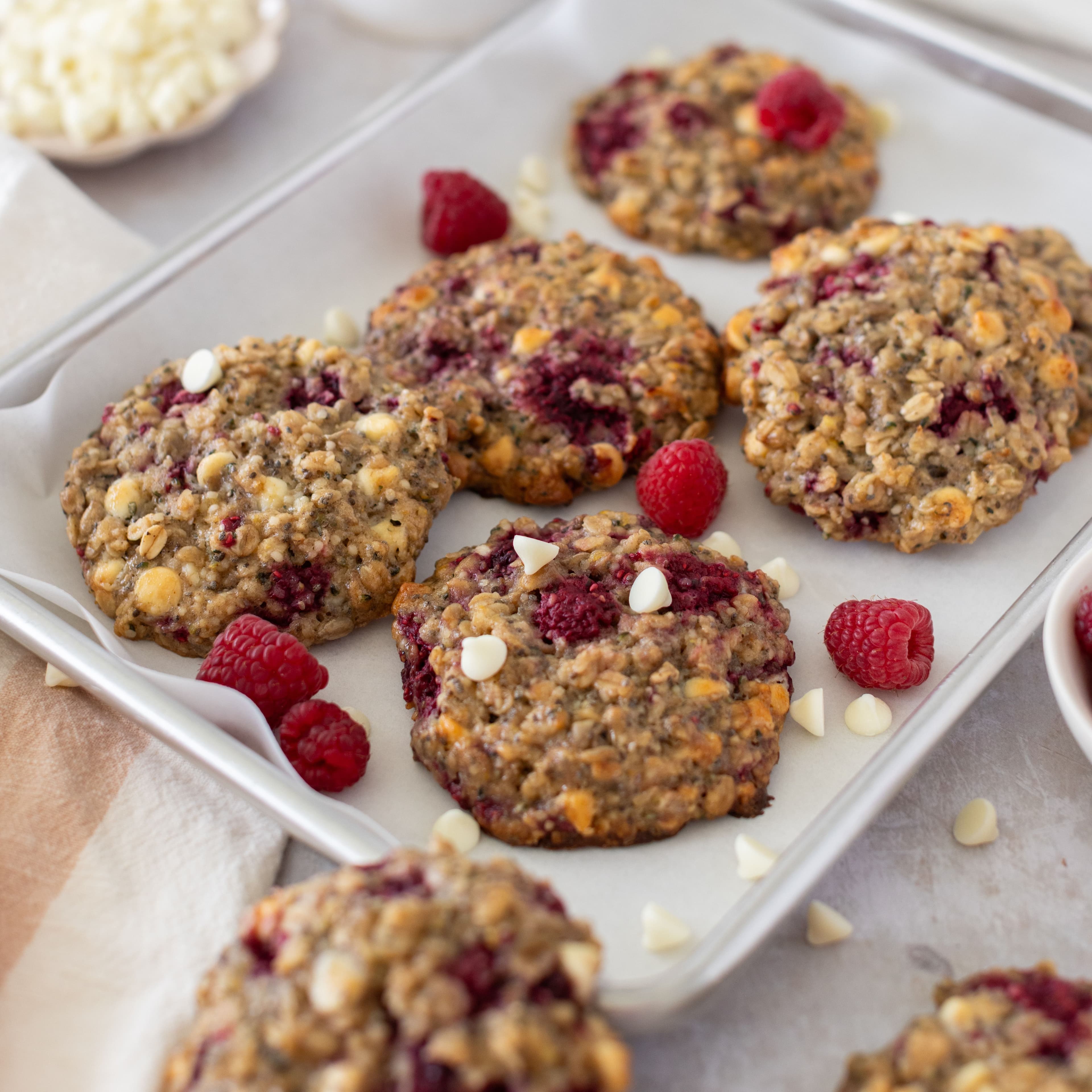Raspberry White Chocolate Breakfast Cookies banner image
