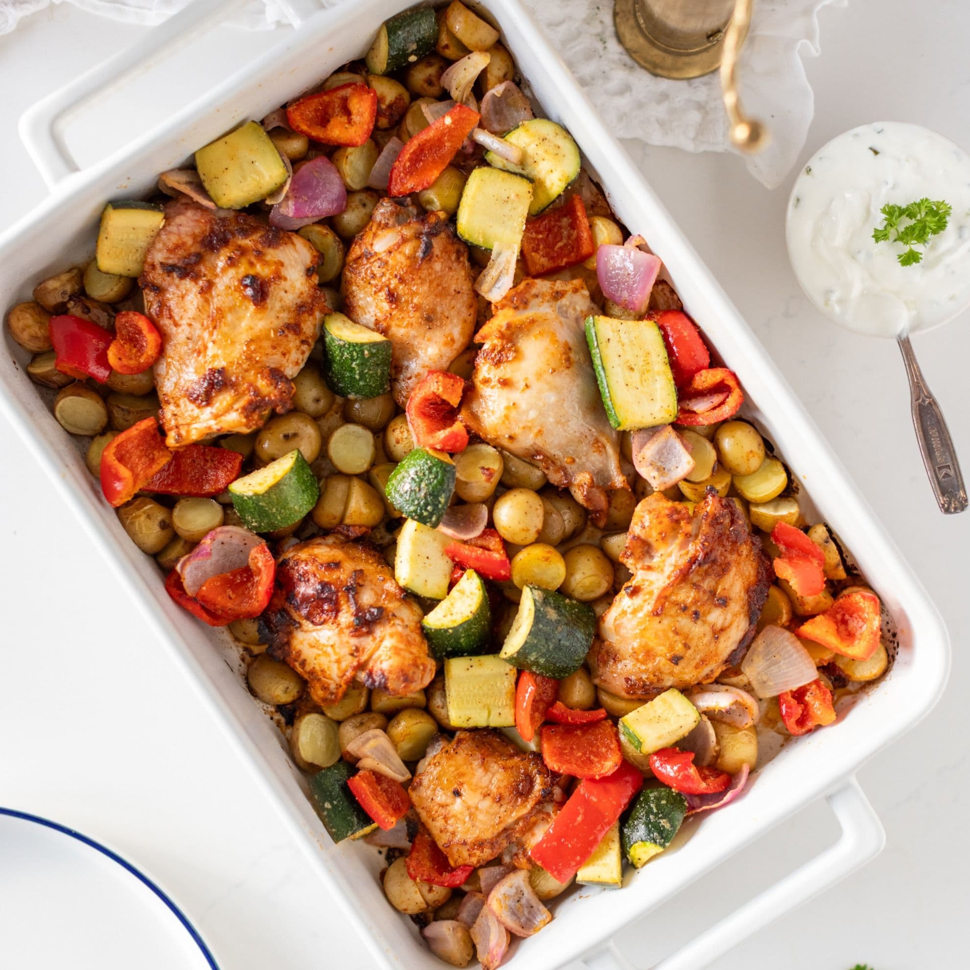 Sheetpan Roasted Mediterranean Chicken banner image