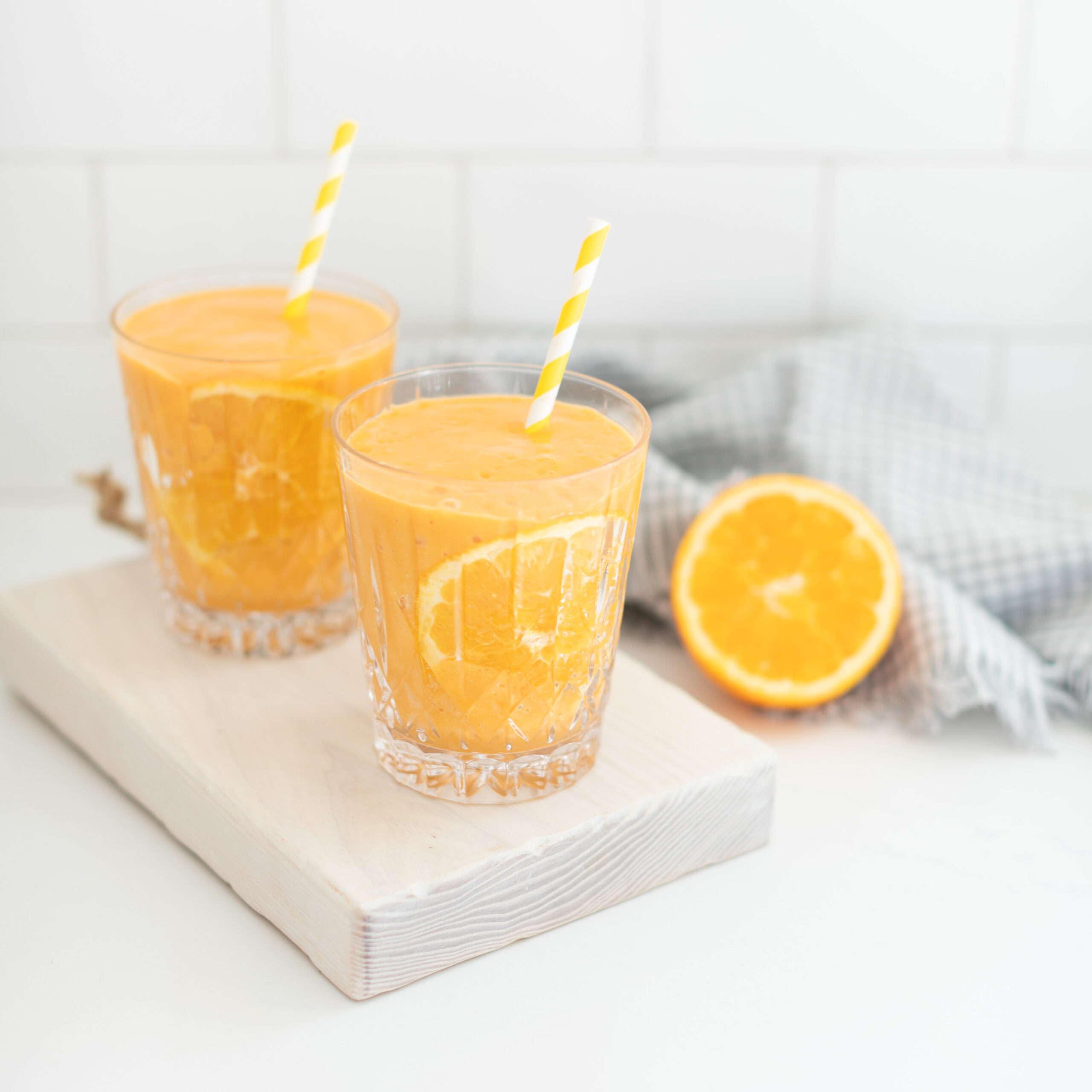 golden glow smoothie with ginger, turmeric, and orange