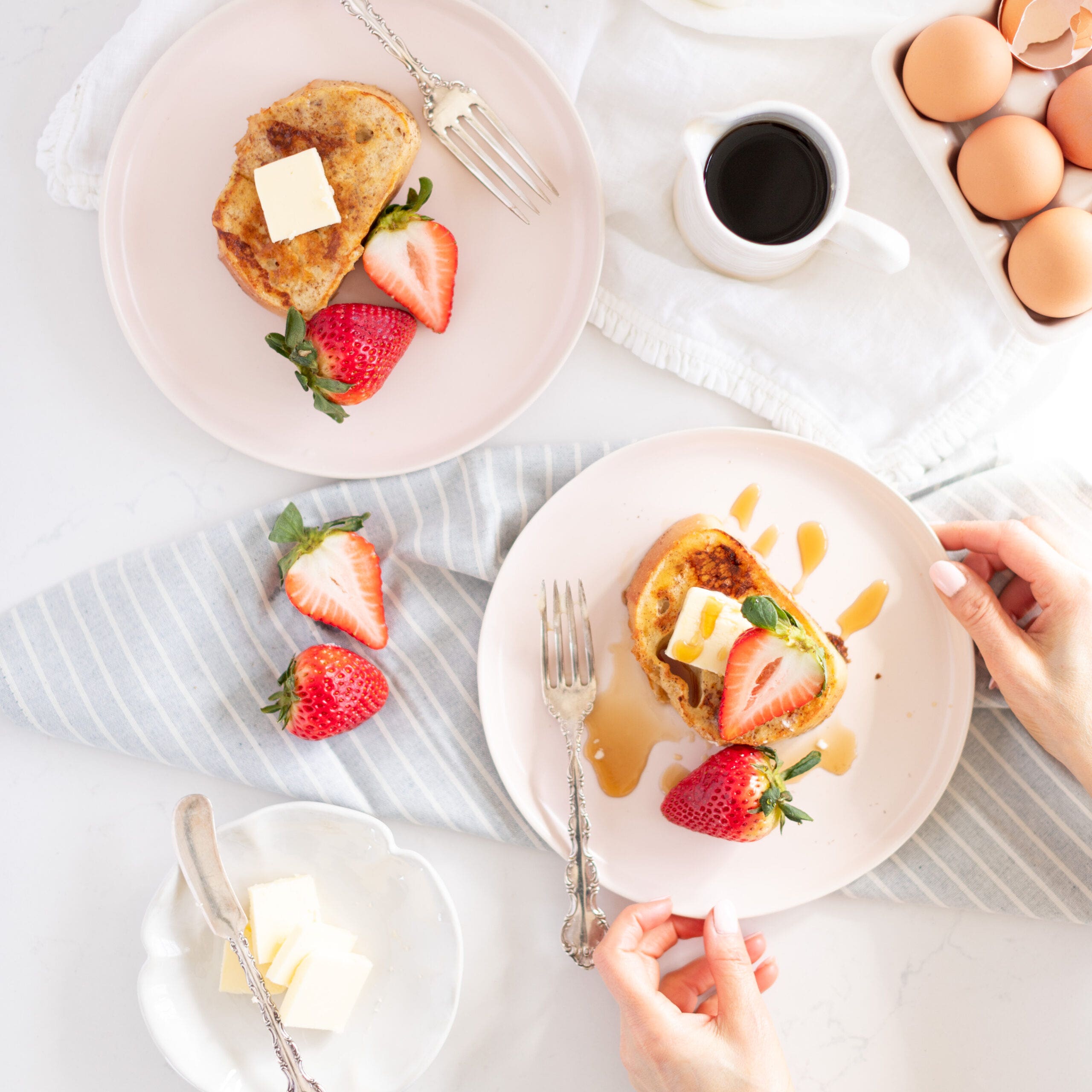 gluten free french toast with whip cream and strawberries