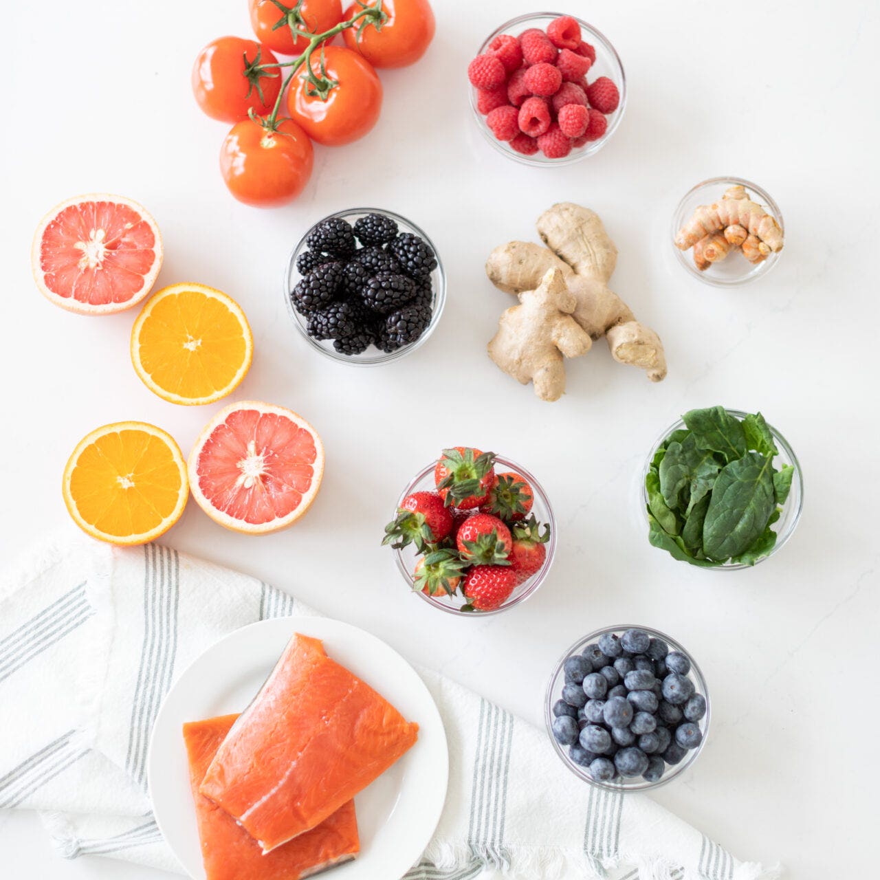 flat lay of variety of food