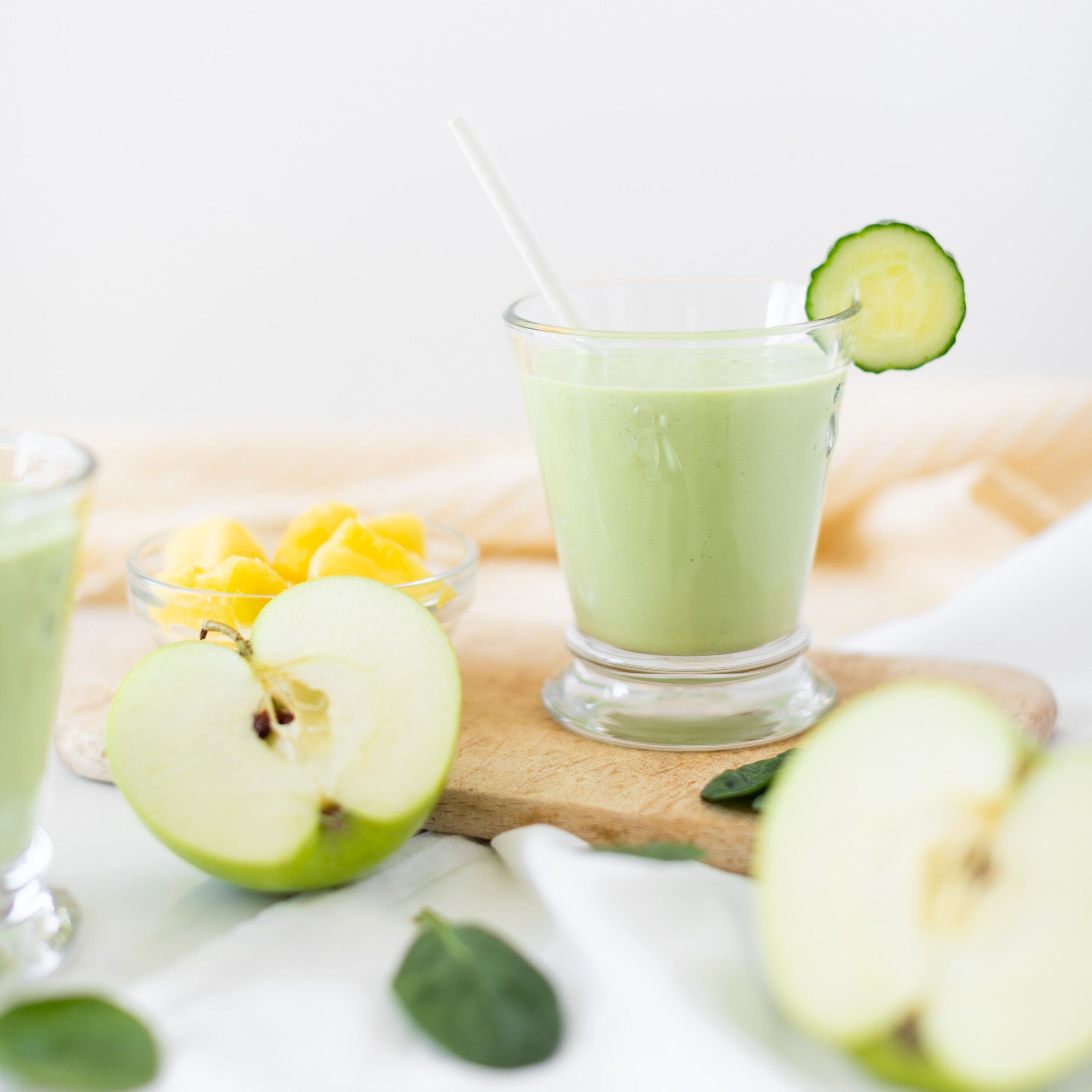 One full glass of refreshing green smoothie