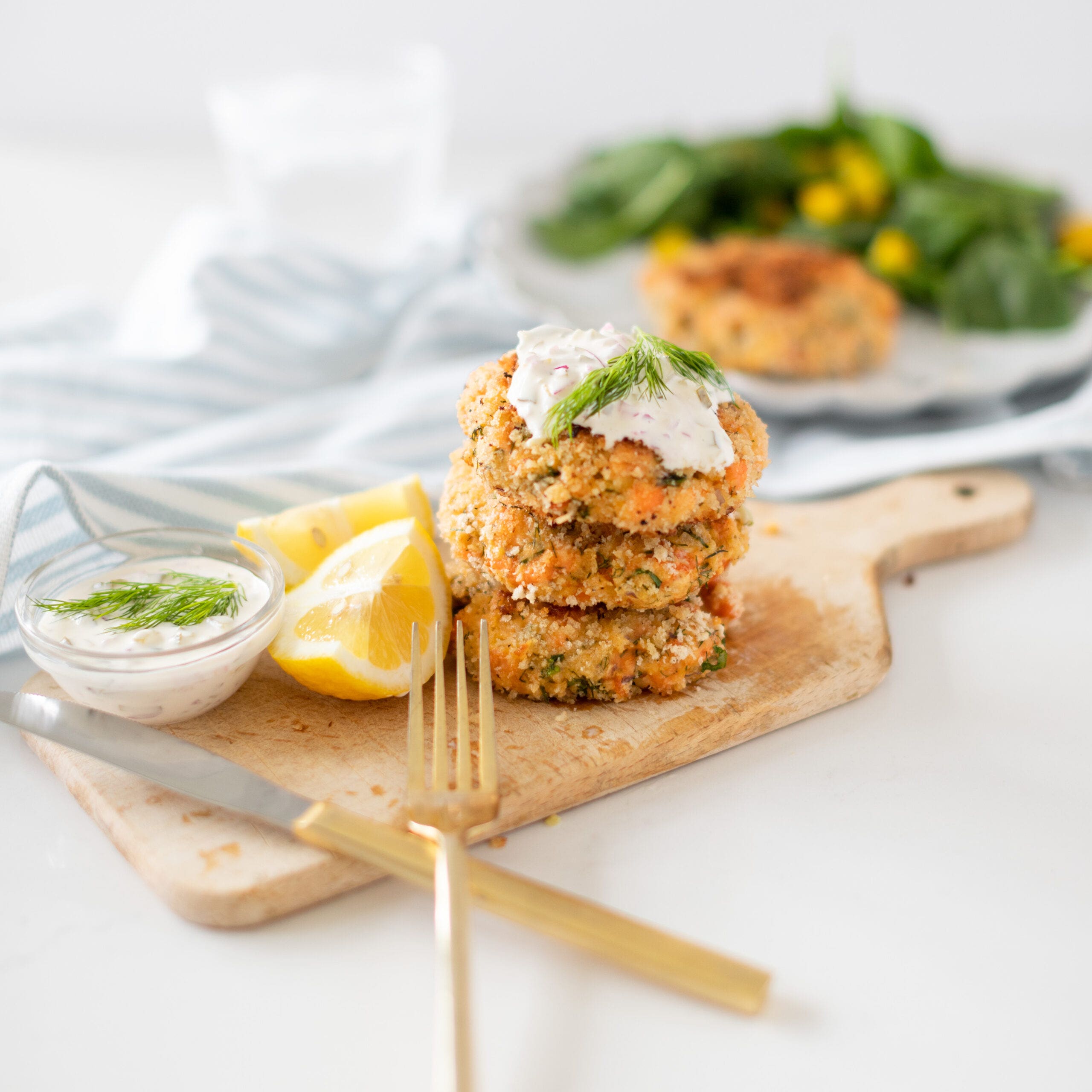 stack of salmon cakes