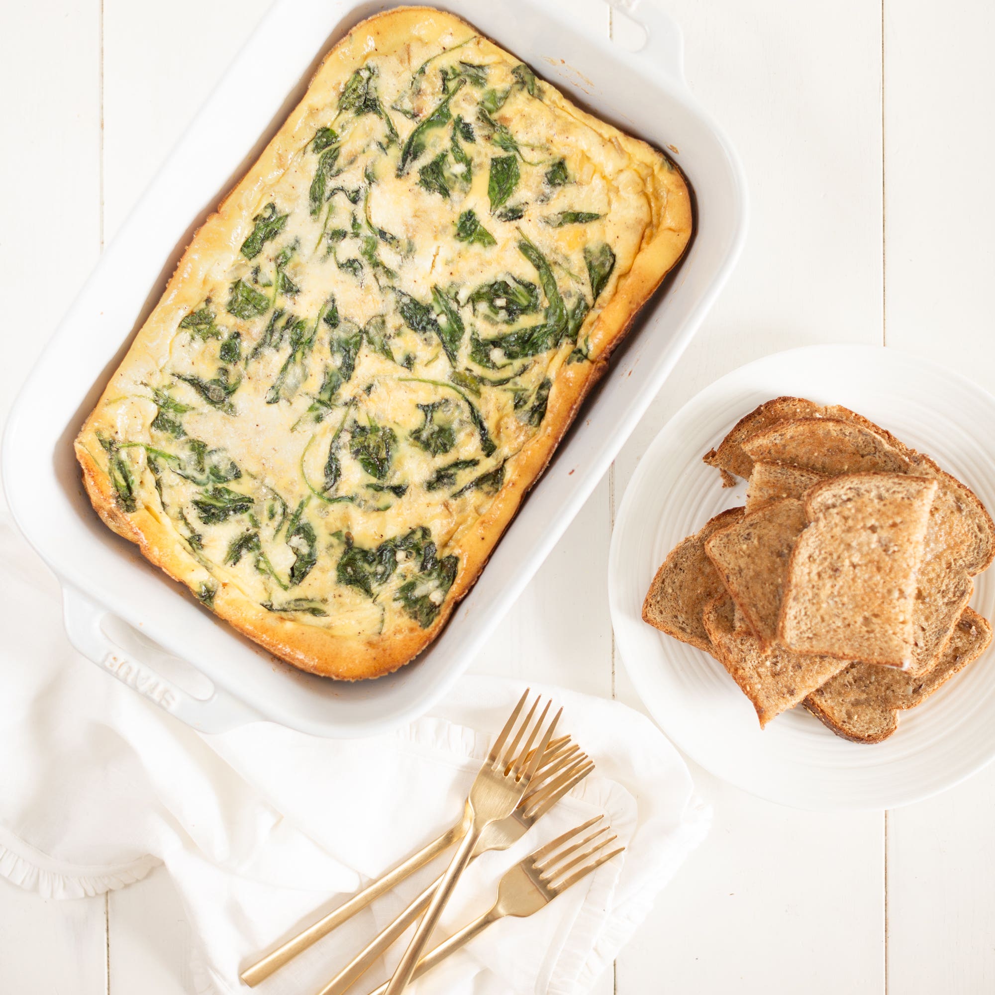 spinach and feta frittata with toast